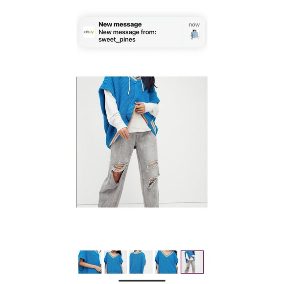 NWT Free People Clyde Sweater Vest Size S Blue Oversized New - Picture 6 of 13